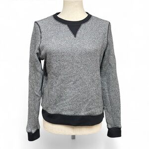 Banana Republic Womens Gray Black Crewneck Cotton Sweater Side‎ Zip Detail XS